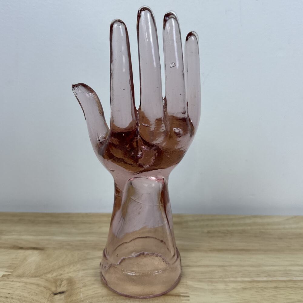 Vintage Baby Pink Depression Glass Hand Ring Mannequin Display 8” - Picture 4 of 8